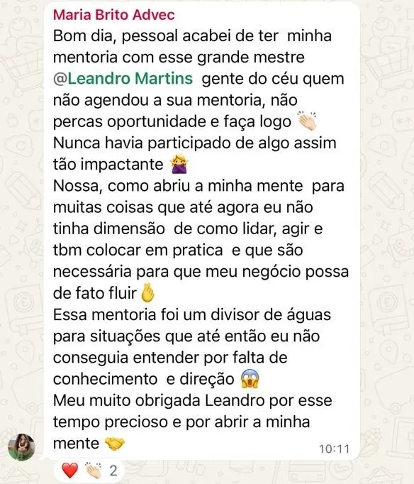 Depoimento real de cliente sobre mentoria com Leandro Martins