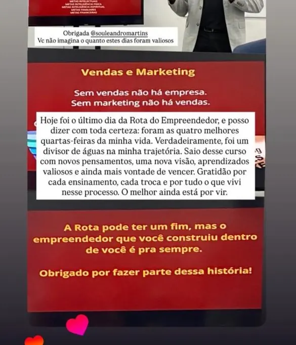Depoimento real sobre a experiência Rota do Empreendedor